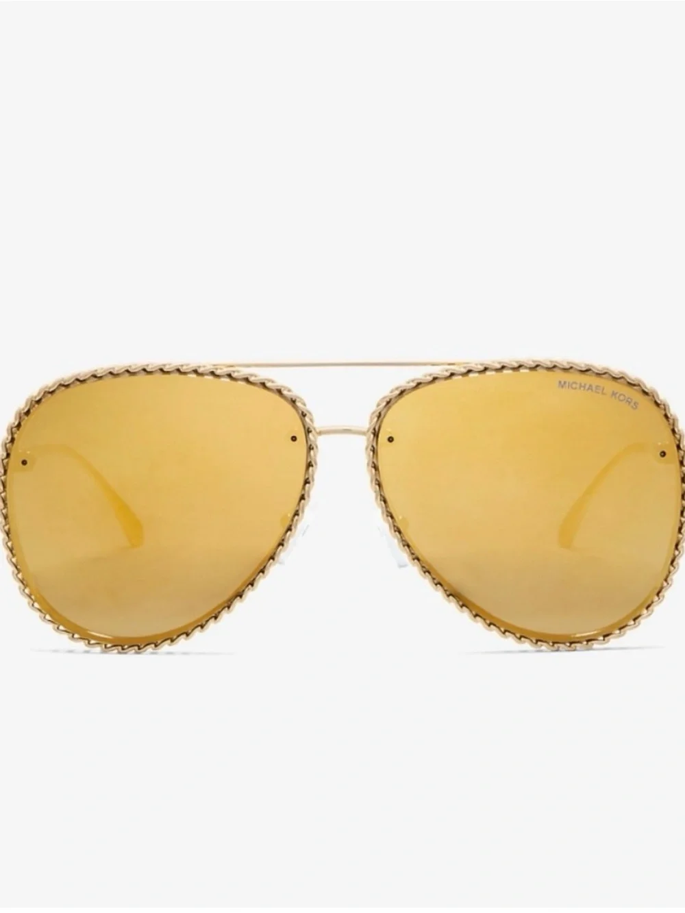 Michael Kors Gold-Tone Aviator Sunglasses with Braided Trim